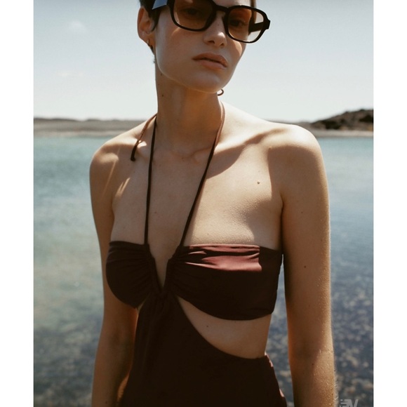 Zara cut out swimsuit in brown - Picture 4 of 5